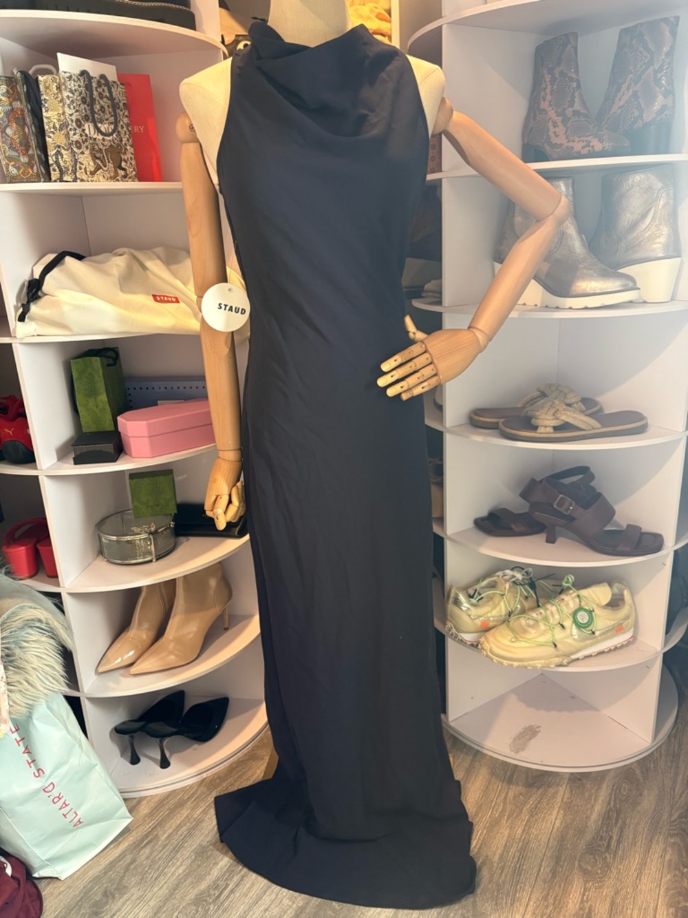 STAUD Shannon shell chain maxi dress in navy gold - S NWT - Picture 2 of 6